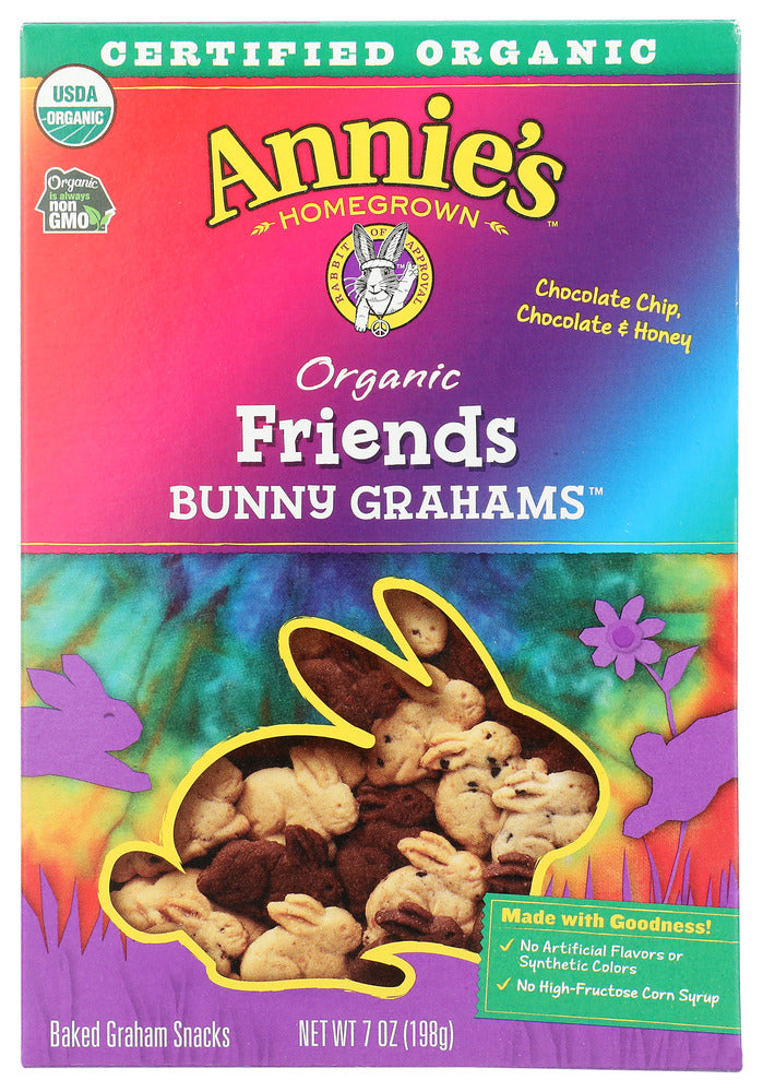 ANNIES HOMEGROWN: Friends Organic Bunny Grahams Honey Chocolate & Chocolate Chip, 7 oz
