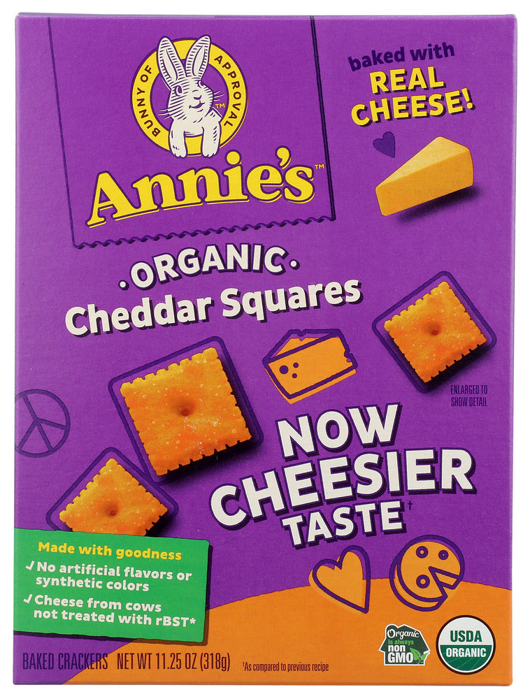 ANNIES HOMEGROWN: Organic Cheddar Squares Baked Snack Crackers, 11.25 oz