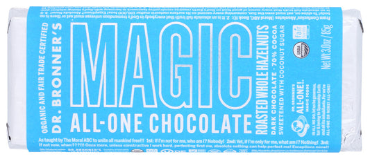 DR BRONNER: Roasted Whole Hazelnuts Chocolate Bar, 3 oz