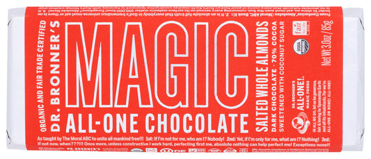 DR BRONNER: Salted Whole Almonds Chocolate Bar, 3 oz