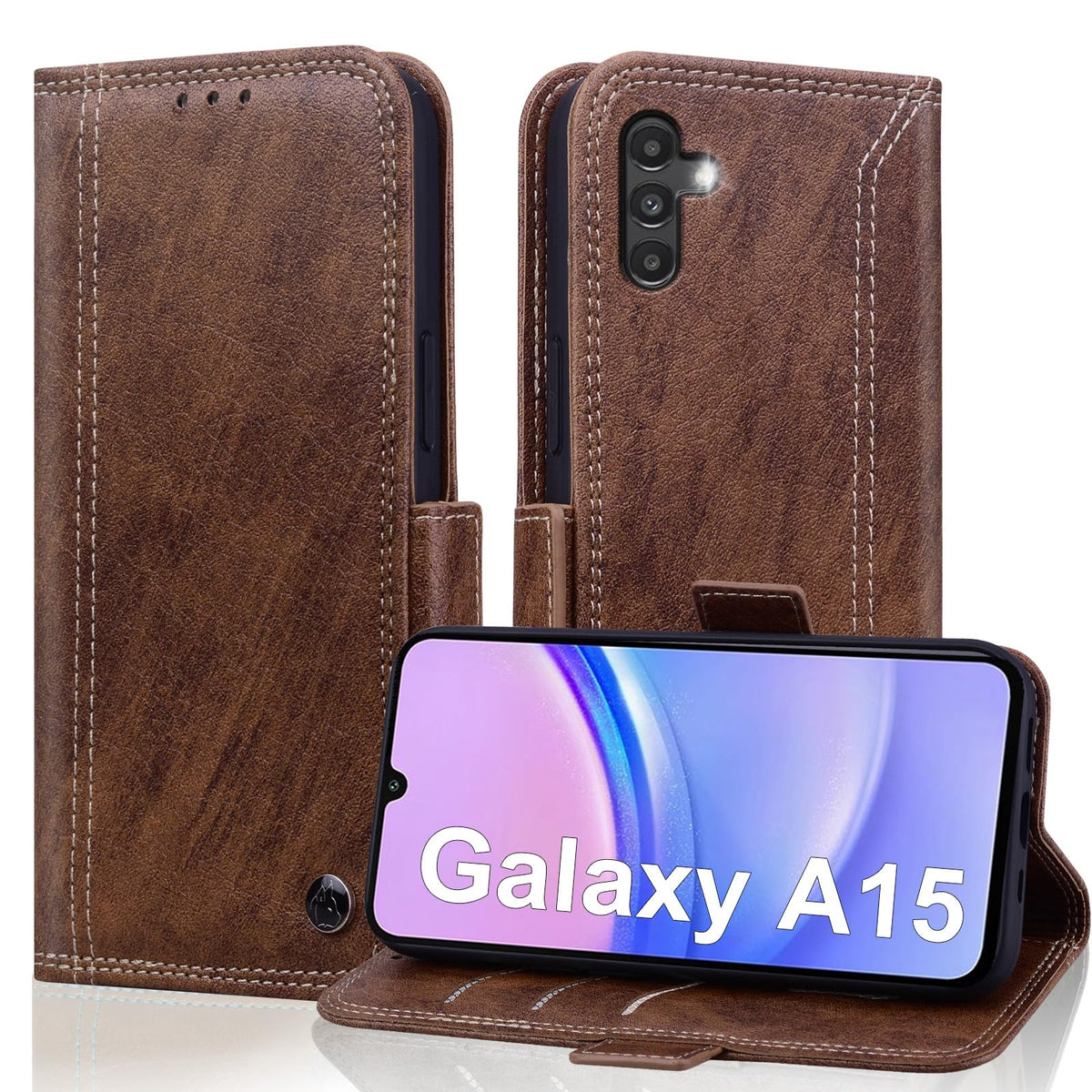 Wallet Case for Samsung Galaxy A15 5G with RFID Blocking Credit Card Holder, PU Leather Folio Flip Kickstand Protective Shockproof Cover Women Men for Galaxy A15 5G Phone Case - Black