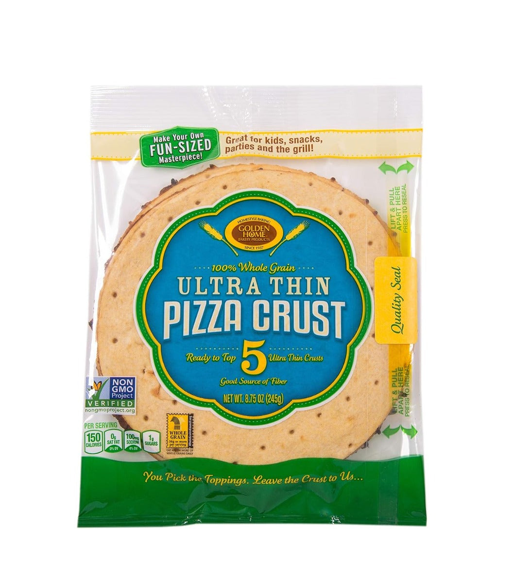 GOLDEN HOME: 100% Whole Grain Ultra Thin Pizza Crust 7-Inch, 8.75 oz