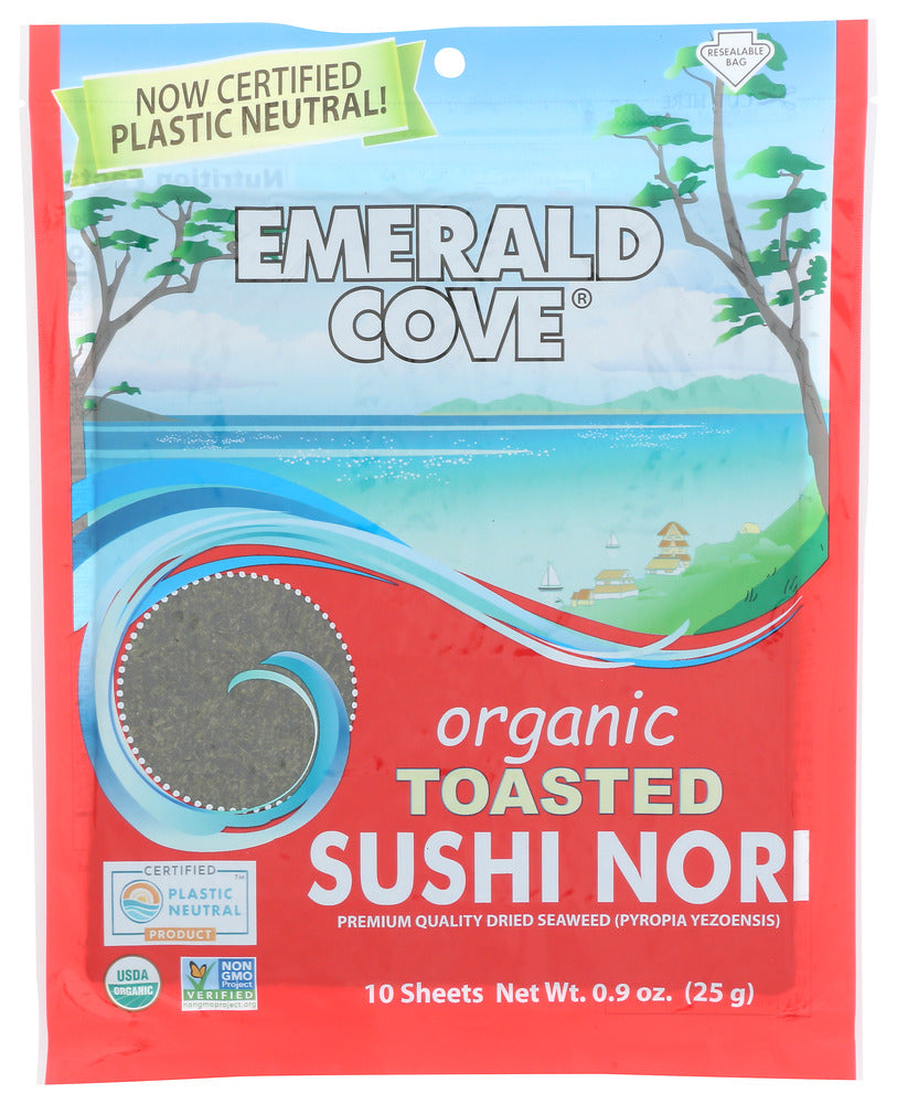 EMERALD COVE: Organic Pacific Sushi Nori 10 Sheets, 0.9 oz