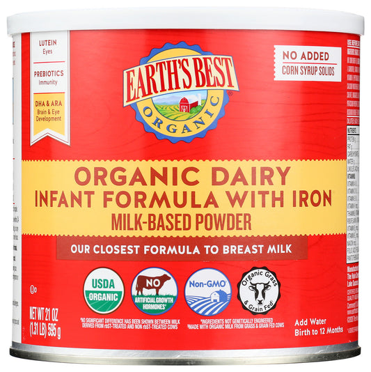 EARTH'S BEST: Organic Infant Formula with Iron, 21 oz