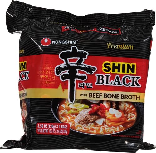 NONG SHIM: Shin Black Ramyun Noodles 4Pk, 18.32 oz