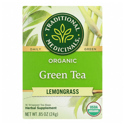 TRADITIONAL MEDICINALS: Organic Green Tea Lemongrass 16 Tea Bags, 0.85 oz