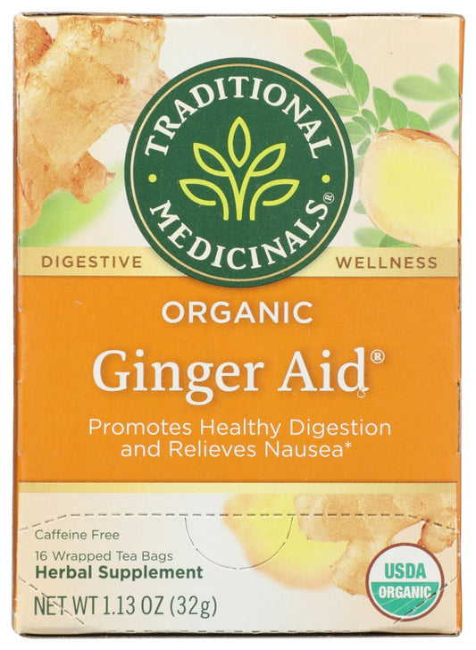 TRADITIONAL MEDICINALS: Organic Ginger Aid Herbal Tea 16 Tea Bags, 1.13 oz
