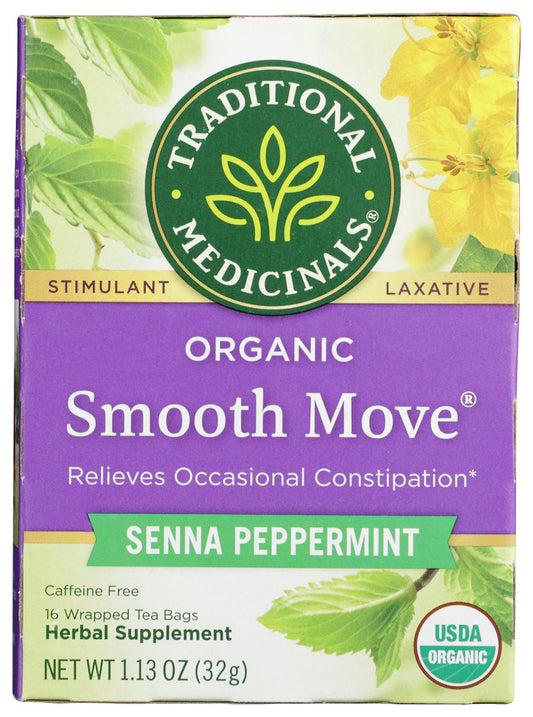 TRADITIONAL MEDICINALS: Organic Smooth Move Peppermint Herbal Tea 16 Tea Bags, 1.13 oz