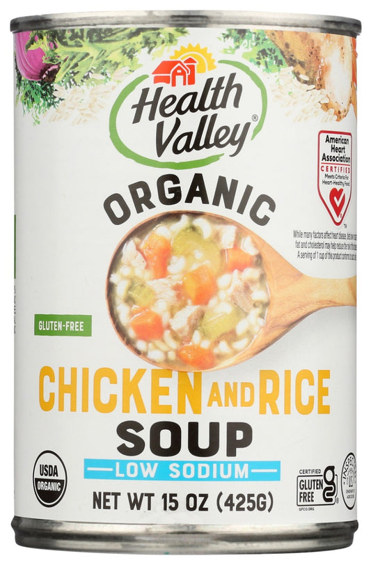 HEALTH VALLEY: Organic Chicken Rice Soup No Salt Added, 15 oz