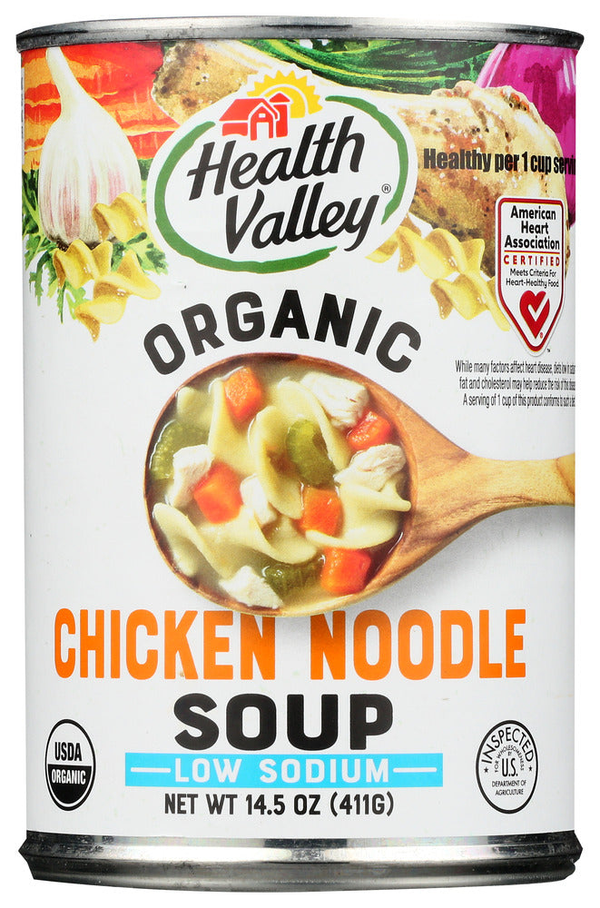 HEALTH VALLEY: Organic Chicken Noodle Soup Low Sodium, 15 oz