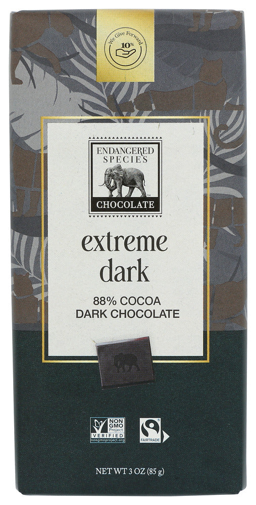 ENDANGERED SPECIES: Natural Dark Chocolate Bar with 88% Cocoa, 3 oz