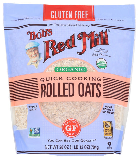BOBS RED MILL: Gluten Free Organic Quick Cooking Rolled Oats, 28 oz