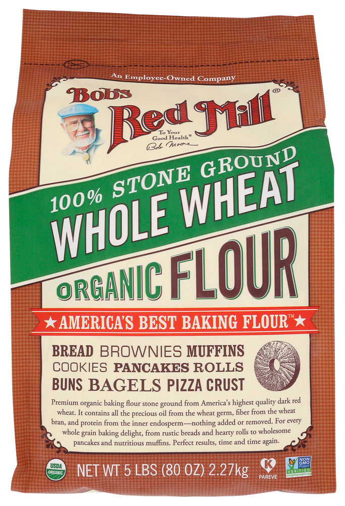 BOB'S RED MILL: 100% Stone Ground Whole Wheat Organic Flour, 5 lb