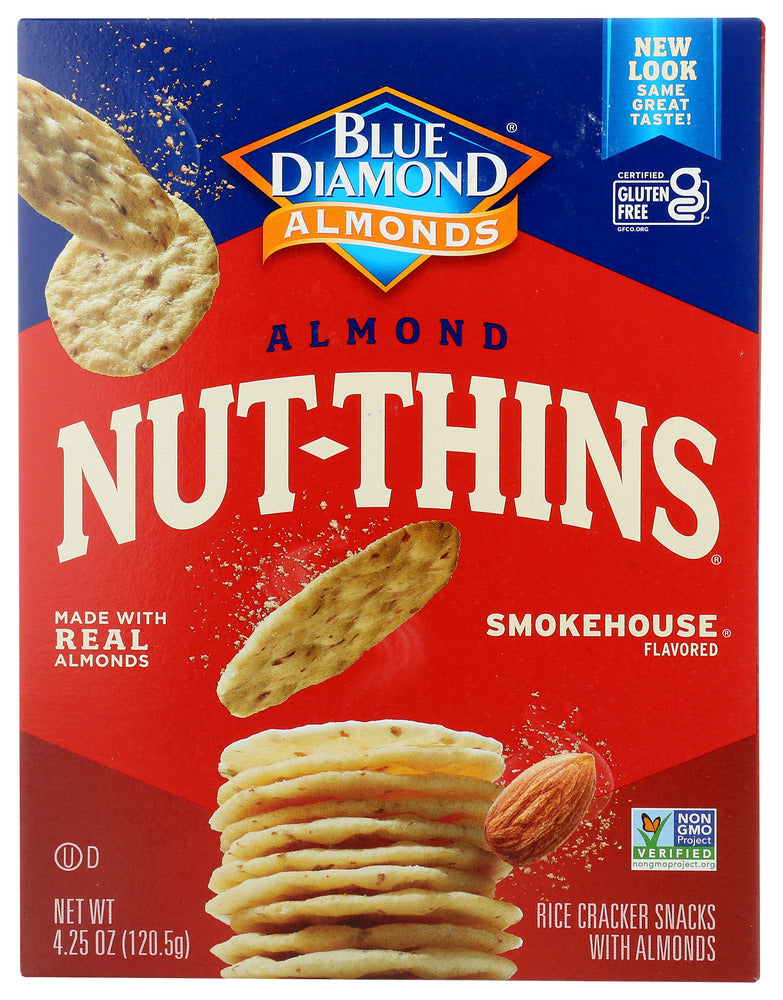 BLUE DIAMOND: Natural Almond Nut-Thins Cracker Snacks Smokehouse, 4.25 oz