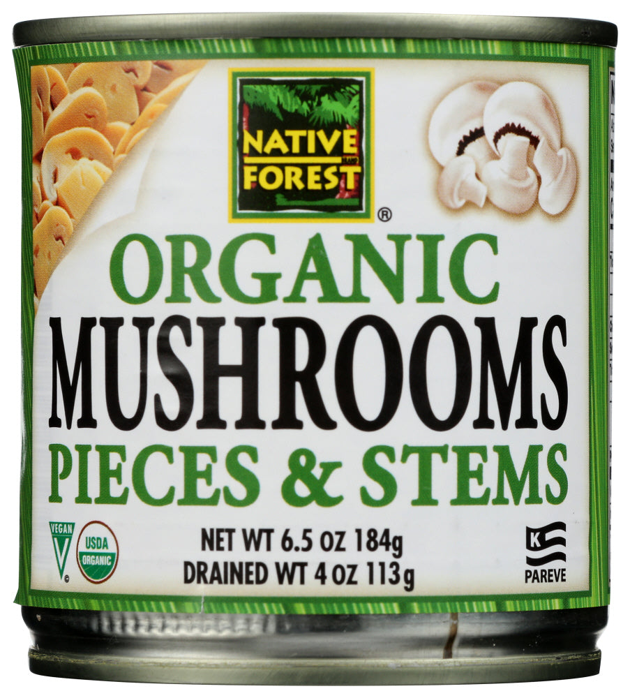 NATIVE FOREST: Organic White Mushroom Pieces and Stems, 4 oz