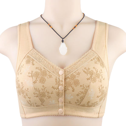 New Print Soft Cotton Front Closure Women's Bra