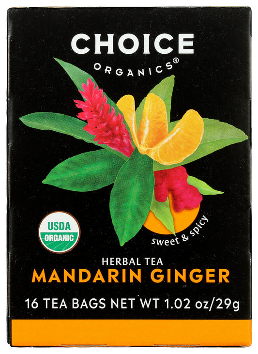CHOICE TEA: Mandarin Ginger Herbal Tea, 16 bg