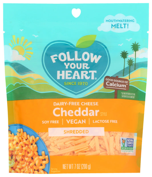 FOLLOW YOUR HEART: Cheddar Shredded, 7 oz