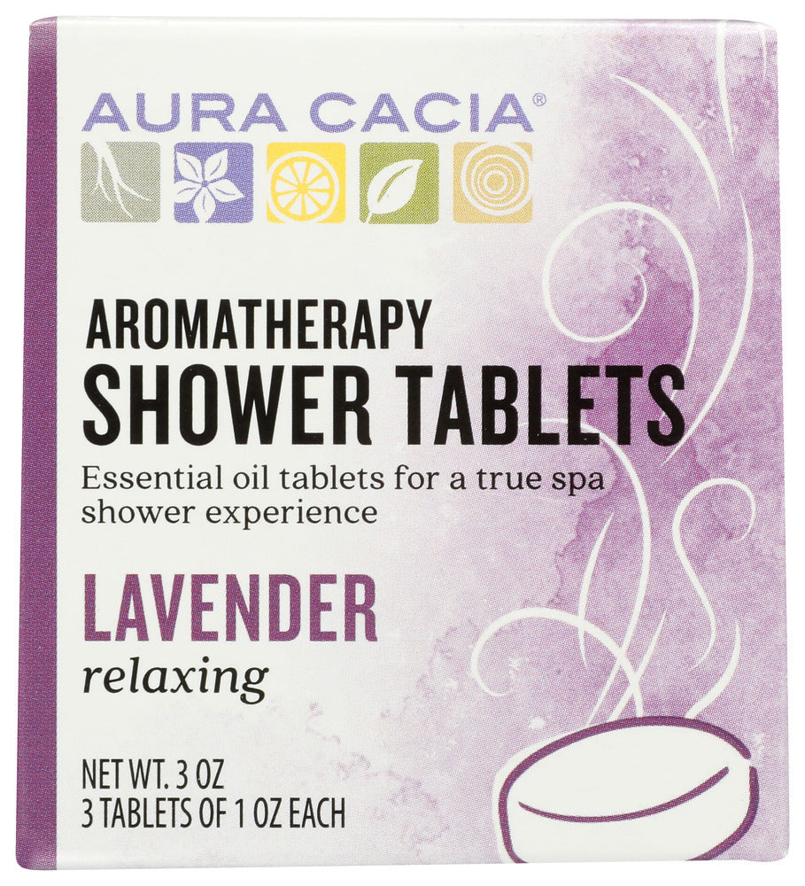 AURA CACIA: Aromatherapy Shower Tablets Relaxing Lavender 3 tablets (1 oz each), 3 oz