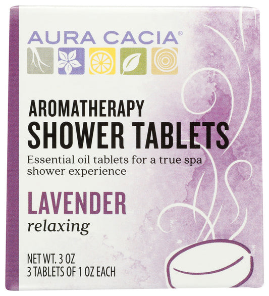 AURA CACIA: Aromatherapy Shower Tablets Relaxing Lavender 3 tablets (1 oz each), 3 oz