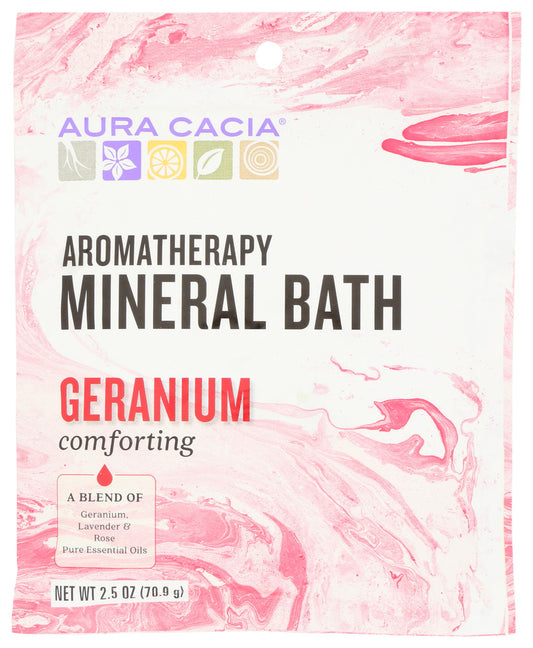 AURA CACIA: Aromatherapy Mineral Bath Comforting Geranium, 2.5 Oz