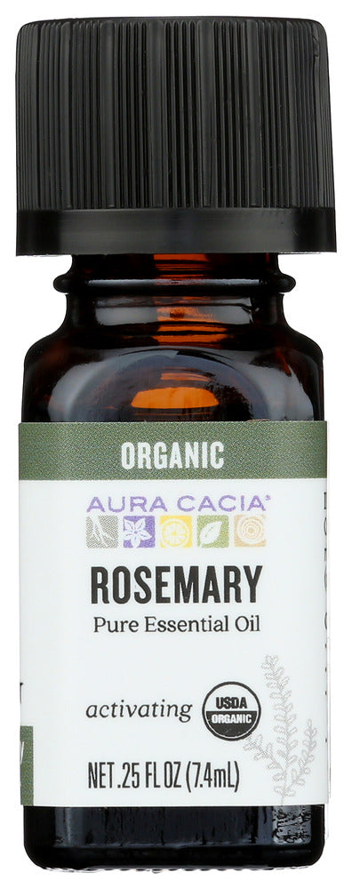 AURA CACIA: Organic Rosemary Essential Oil, 0.25 oz