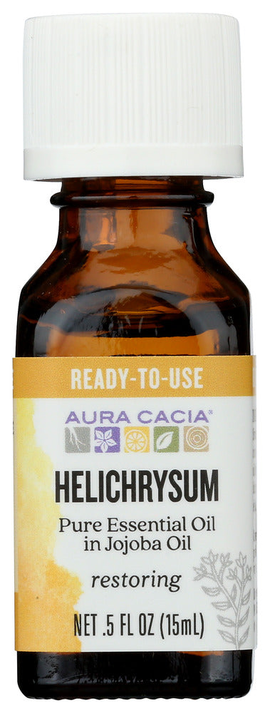 AURA CACIA: Pure Essential Oil Restoring Helichrysum in Jojoba Oil, 0.5 oz
