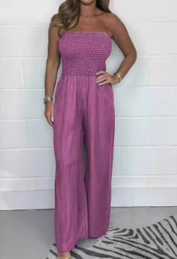 Elastic Slim-fit Wide-leg Casual Denim Trousers