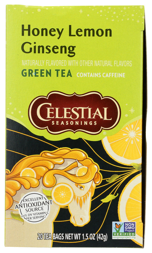 CELESTIAL SEASONINGS: Green Tea With White Tea Honey Lemon Ginseng 20 Tea Bags, 1.5 oz