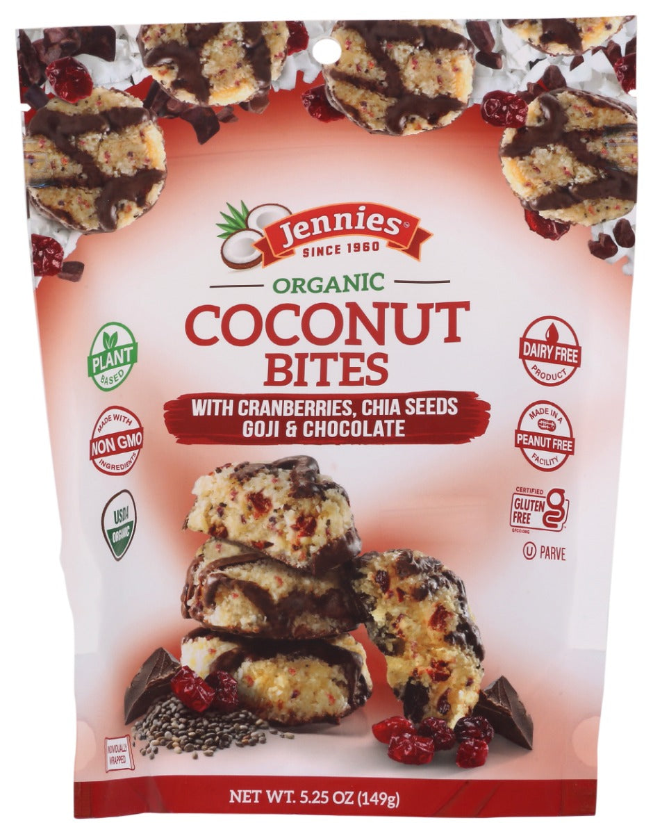 JENNIES: Organic Gluten Free Coconut Bites Goji, 5.25 oz