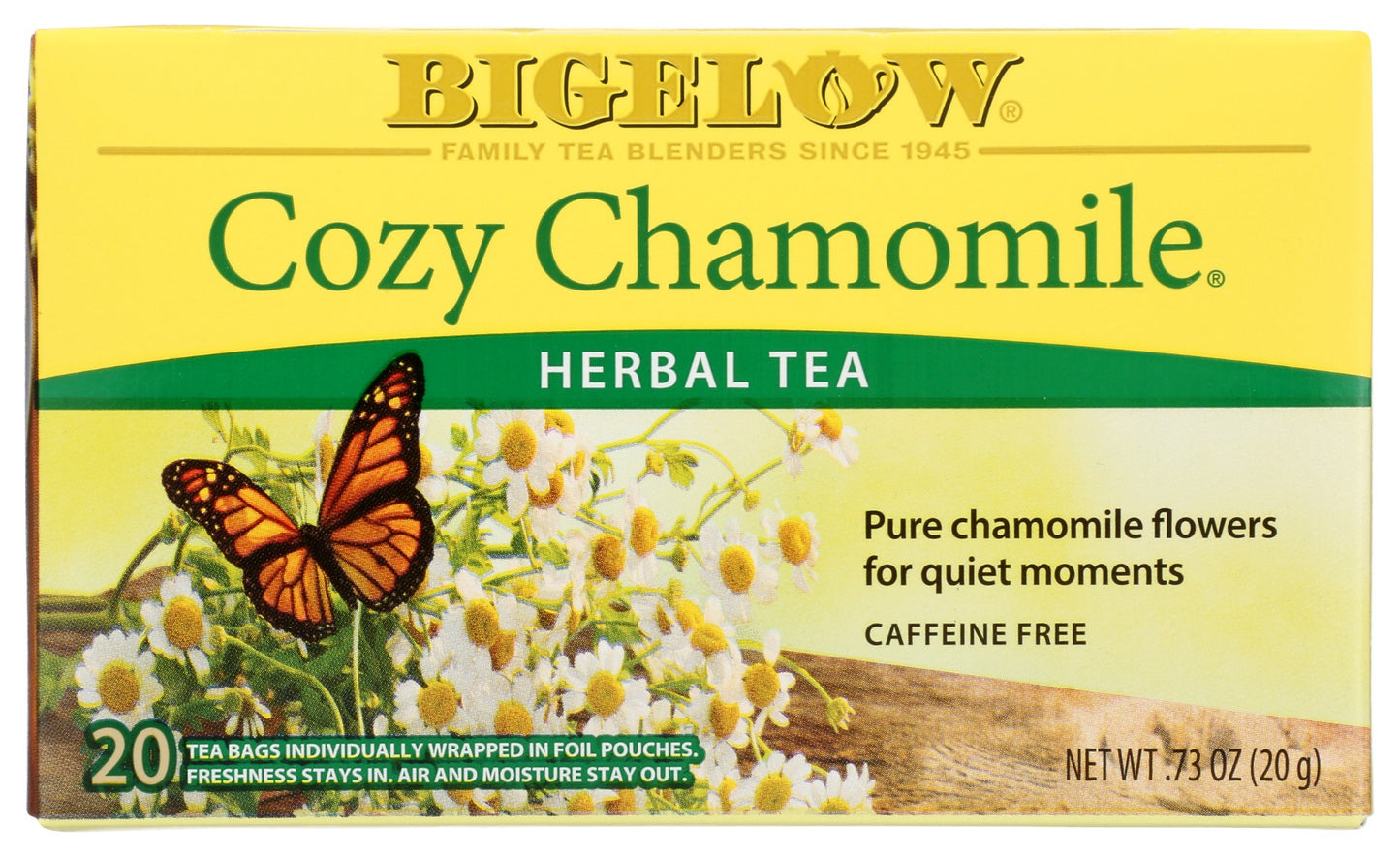 BIGELOW: Herbal Tea Caffeine Free Cozy Chamomile, 20 tea bags