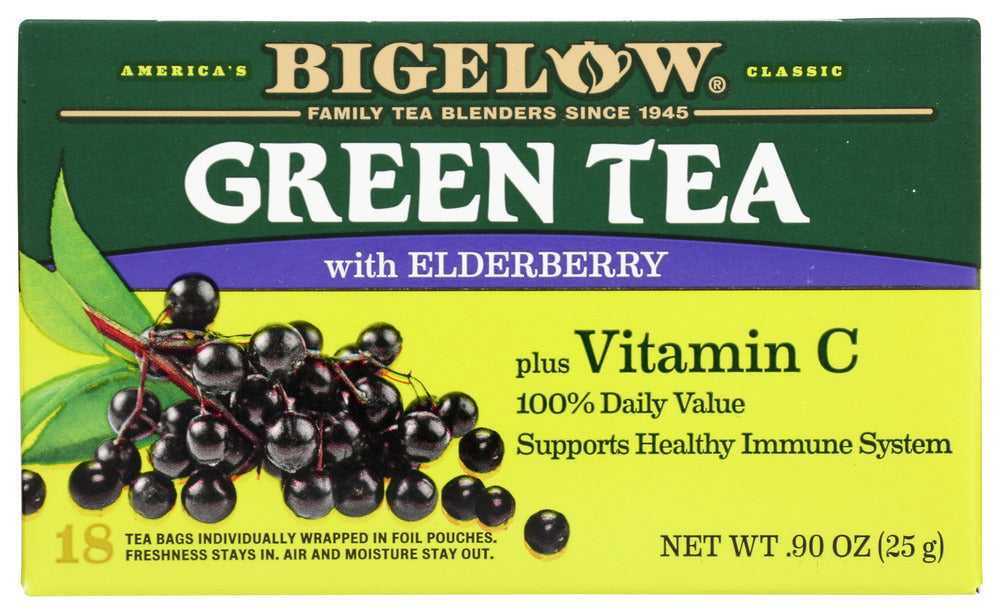 BIGELOW: Green Tea with Elderberry plus Vitamin C 18 Teabags, 0.9 oz