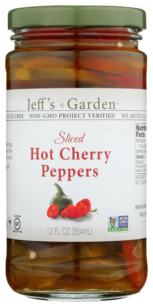 JEFF'S NATURALS: Sliced Hot Cherry Peppers, 12 oz