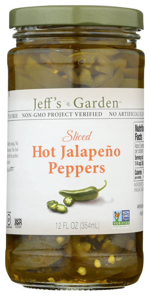 JEFFS GARDEN: Sliced Hot Jalapeño Peppers, 12 fo