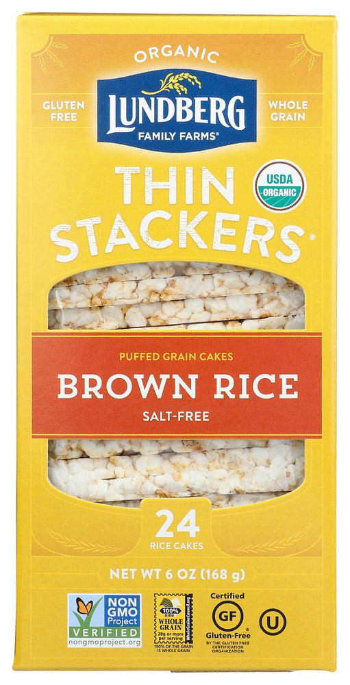 LUNDBERG: Organic Thin Stackers Salt Free, 6 oz