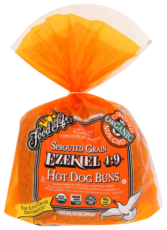 FOOD FOR LIFE: Ezekiel 4:9 Sprouted Grain Hot Dog Buns, 16 oz