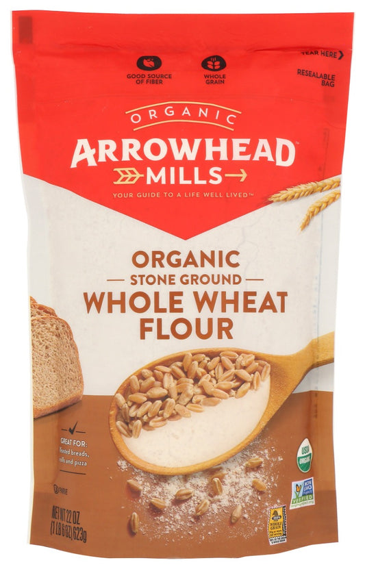ARROWHEAD MILLS: Organic Stone Ground Whole Wheat Flour, 22 oz