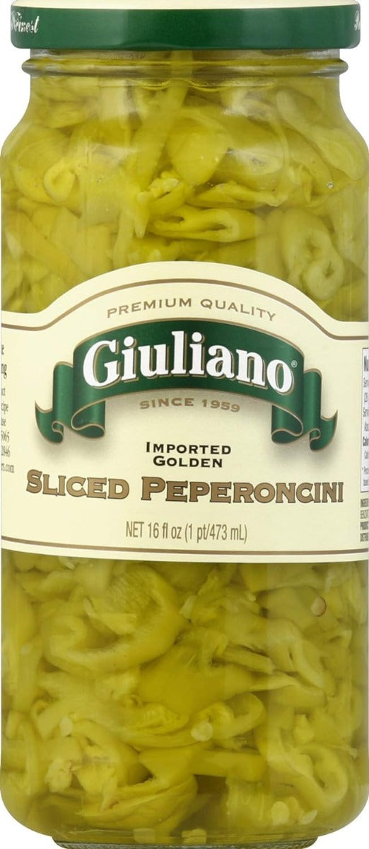 GIULIANO: Golden Sliced Greek Peperoncini, 16 oz