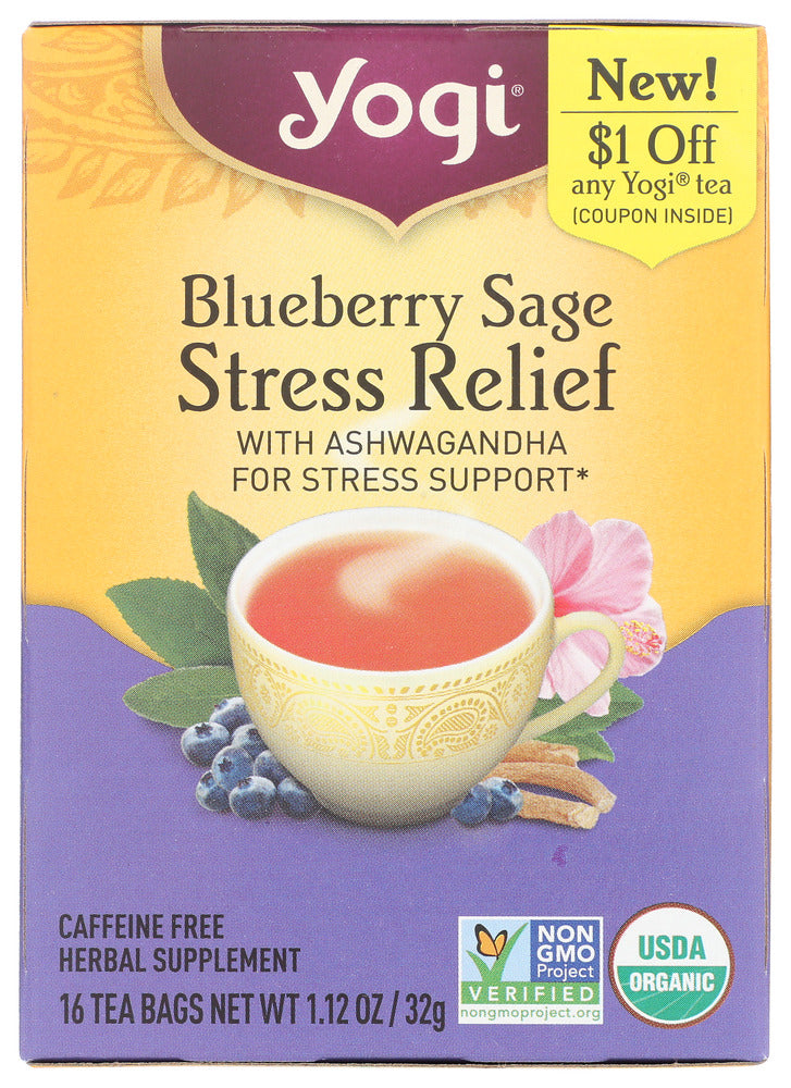 YOGI TEAS : Tea Blbrry Sge Strss Rlf, 16 bg