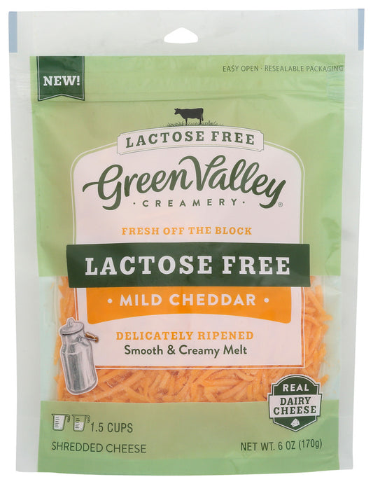 GREEN VALLEY CREAMERY: Lactose Free Mild Cheddar Shredded, 6 oz