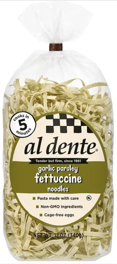 AL DENTE: Garlic Parsley Fettuccine Noodles, 12 oz