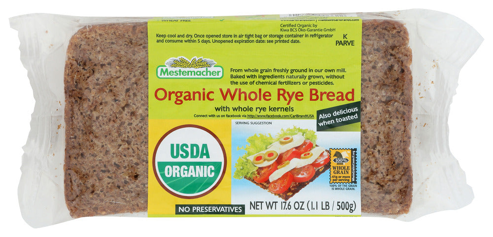 MESTEMACHER: Bread Whole Rye Organic, 17.6 oz