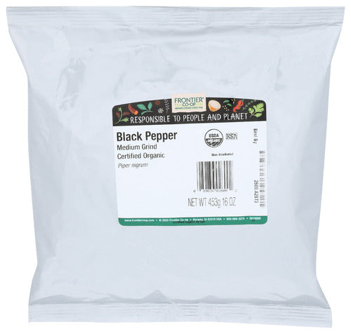 FRONTIER: Organic Medium Grind Black Pepper, 16 oz