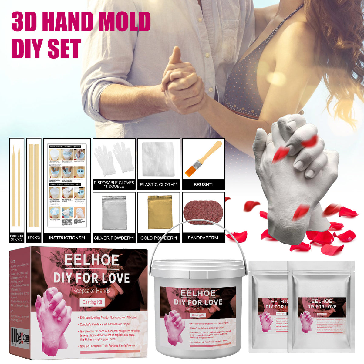 EELHOE 3D Hand Mold DIY Kit for Valentine's Gift