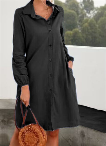 Long Sleeve Solid Color Cardigan with Skirt for Women