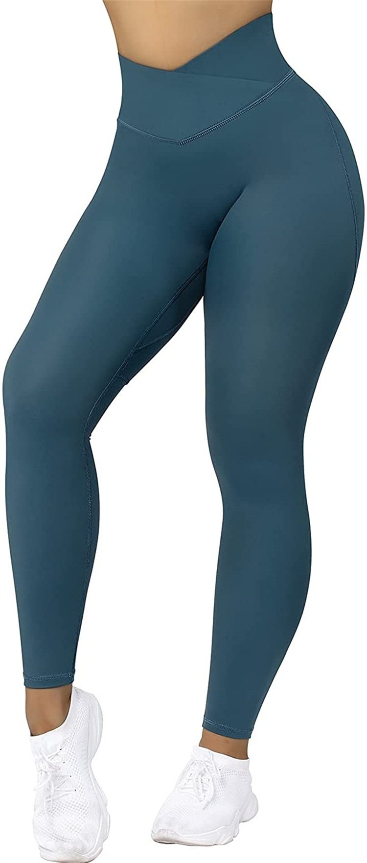 High Waist Solid Color Yoga Pants with Cross Waist Design