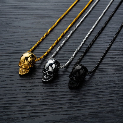Personalized Stainless Steel Skull Pendant Necklace