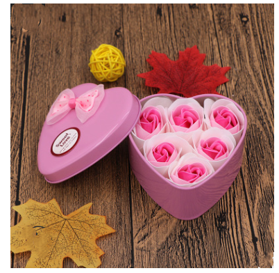 Soap Flower Gift Box with Bear and Heart-shaped Tin