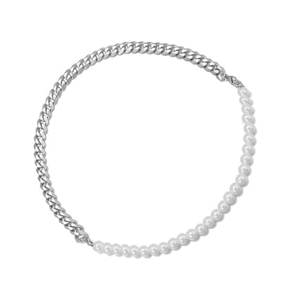 Men's Pearl Chain Bracelet - Minimalist Couple Style