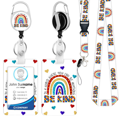 Zinc Alloy Rainbow Lanyard with PVC ID Card Holder